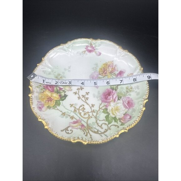 VTG Coronet Limoges France Hand Painted Rose Floral Gold Trim Plate 8.5” - Picture 4 of 7